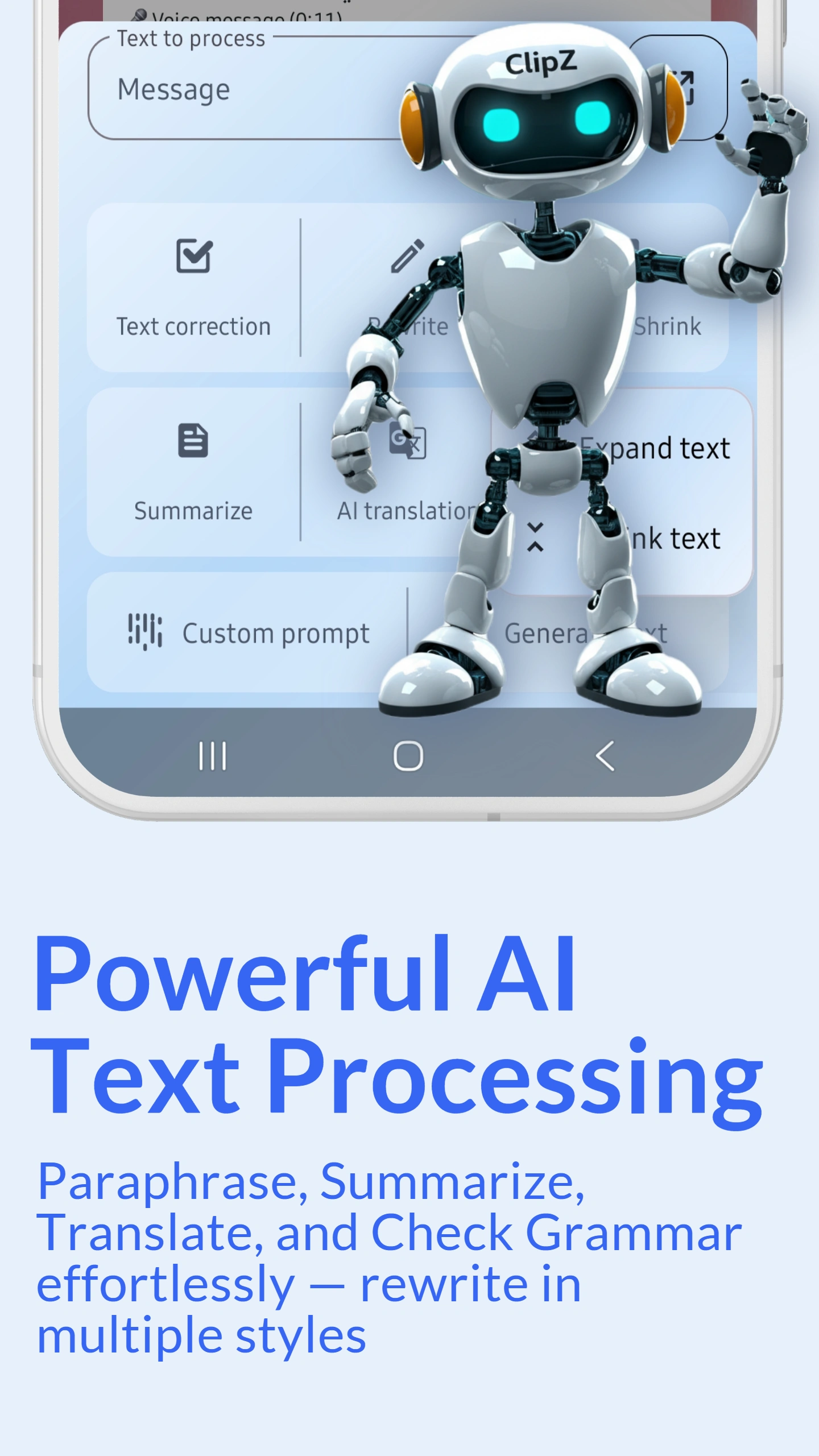 ClipZ AI Text Tools Interface and AI Paraphraser