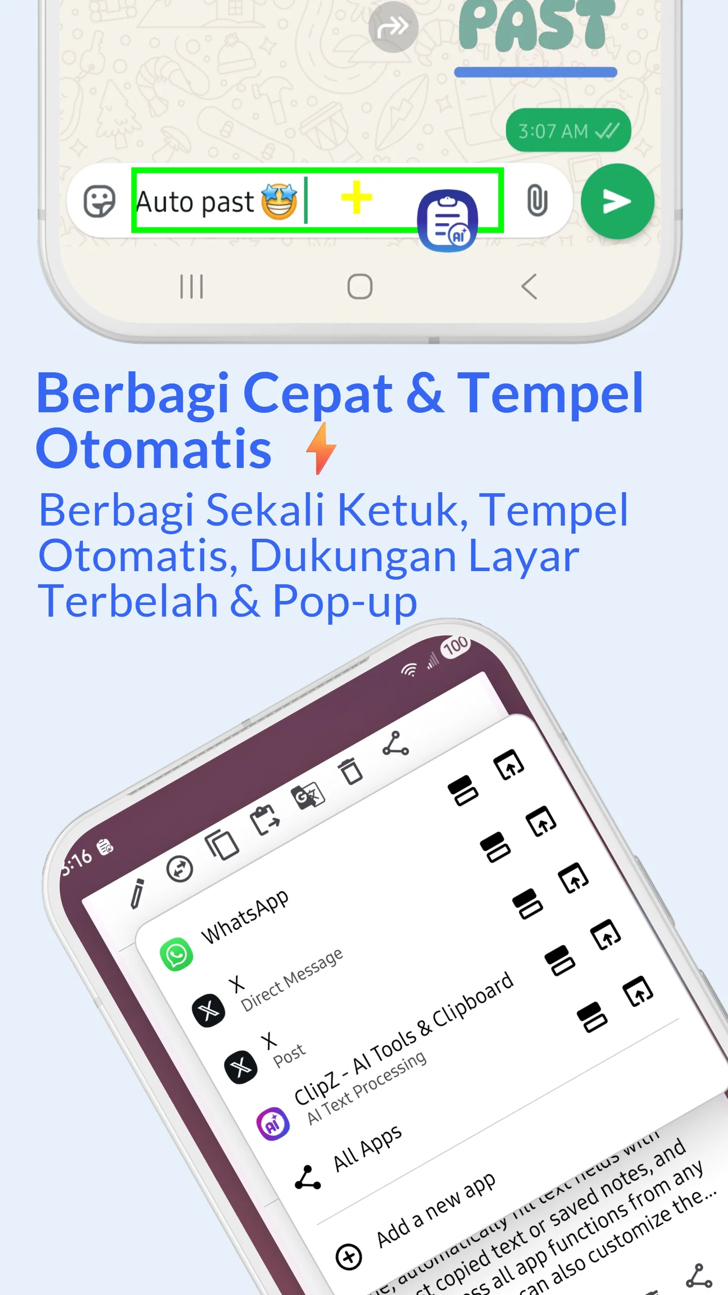 Berbagi Layar Terpisah ClipZ, Berbagi Jendela Pop-up atau Berbagi Cerdas untuk akses clipboard